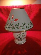 Lenox Holiday Tealight Votive Candle Lamp Christmas Holly Berry - 24kt Gold Trim picture