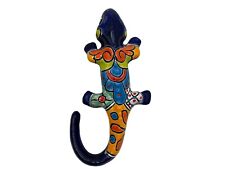Talavera Iguana Sculpture Folk Art Home Decor Mexican Pottery Multicolor 12.25
