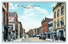 c1910 Wellington St. Business District Sherbrooke Canada Antique Postcard picture