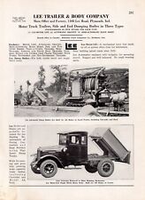1928 Lee Trailer and Body Vintage Print Ad Plymouth Indiana End Dumping Bodies picture