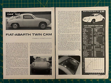 1959 Vintage Fiat-Abarth Twin Cam Road Test 2 sheet 3 page Print Ad W1 picture