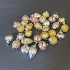 Vtg 30pc silver, Pink, Gold mercury glass kugel style christmas tree ornament picture
