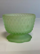Vintage Indiana Glass Diamond Point Frosted Green Fairy Lamp Light Base Only picture