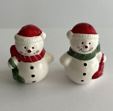 Vintage Mr & Mrs Snowman Salt And Pepper Shaker Set Hand Painted picture