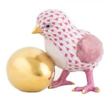 HEREND,  BABY CHICK WITH EGG,   PINK FISHNET #VHP-16193, BRAND NEW,  MINT & BOX picture
