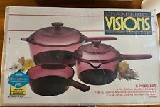 Vintage 1992 Corning Visions Cranberry 5 Piece Set Brand New Factory Sealed  picture
