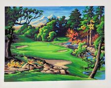 Vintage Paint by Numbers Golf Course Painting Mid Century Decor Country Club MCM picture