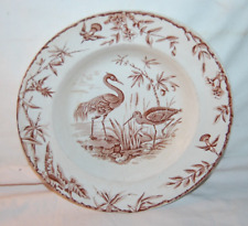 Antique  Ridgways  Bowl Herons and Birds Brown Transfer Ironstone picture