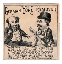Fold Out Trade Card, German Corn Remover, B. F. Arthur New York Caricature Ad picture