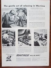Vintage Print Ad Simmons Beauty Rest Mattress WW2 Art 1943 picture