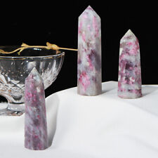 1pc Natural Pink Tourmaline Tower Quartz Crystal Point Obelisk Wand Healing #SH picture