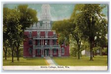 Beloit Wisconsin Postcard Middle College Exterior Building c1910 Vintage Antique picture