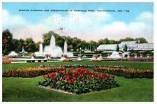 VTG Linen Postcard Sunken Gardens and Greenhouse at Garfield Park Indianapolis picture