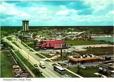Orlando Florida International Drive Postcard 1970s Aerial View Bus Put Put Golf picture