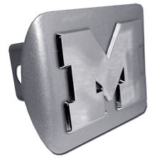 michigan block M logo metal brushed chrome trailer hitch cover usa made picture