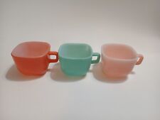 Vintage Glasbake Milk Glass Square Cups Set of 3 1950's-60's - J-2265 picture