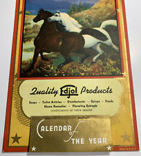 1938 Adv Calendar Sign Horses Edjol Products Soaps Spices Home Remedies picture
