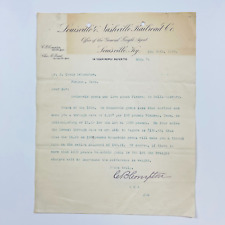 Louisville & Nashville Railroad Co 1894 Letter Louisville, Kentucky KY picture