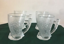 Vintage Set 4 RocDonalds Flintstones Glass Mugs Cups Tusk Handles McDonalds 1993 picture
