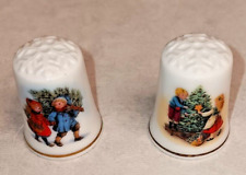 2 ~Vintage~ 1981 & 1982 *Avon* Christmas Porcelain Thimbles picture