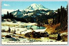Postcard Mount Rainier National Park Tipsoo Lake Ashford WA Unposted Chrome picture