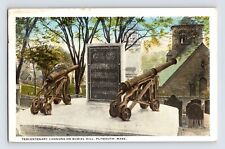 Postcard Massachusetts Plymouth MA Burial Hill Cannon Monument 1923 Posted picture