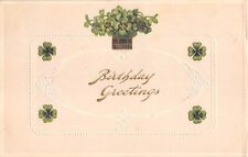 1912 Birthday Postcard of Lovely Four-Leaf Clovers - No. 878 picture
