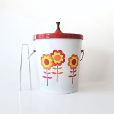 Vintage Ice Bucket Flower Power Mid Century Modern Retro Decor picture
