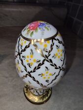 Vintage Ceramic Egg On A Pedestal Beautiful Yellow Flowered picture