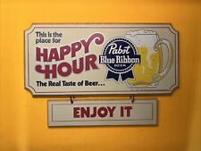 Vintage Pabst Blue Ribbon PBR Happy Hour Open Close Enjoy It Beer Sign picture