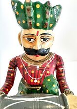 Vintage Rajasthani Sitting Musician Sculpture Hand Carved Indian Art picture