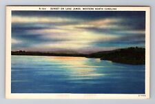 Lake James NC-North Carolina, Sunset on Lake James, Vintage Souvenir Postcard picture