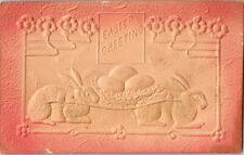 Vintage Antique Postcard Easter Anthropomorphic Bunnies Royal Egg Cart Nest P04 picture