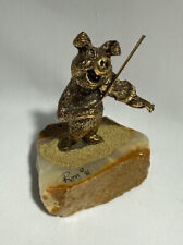 VITAGE RON LEE 1981 PIG PLAYING FIDDLE VIOLIN FIGURINE MARBLE BASE SIGNED picture
