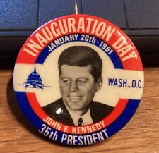 Vintage John F. Kennedy JFK 1961 Inaugural campaign pin button political picture