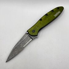 Kershaw Leek 1660OLBWST Green Blackwash Knife 1660 USA Discontinued Rare picture