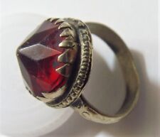 1800s antique tribal wedding ring faux ruby 9 size Central Asia 52274 picture