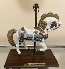 Paul Sebastian Collection White Carousel Horse w/ Roses and Gold Mane and Tail  picture