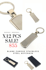 luxury key chain stainless long square steel engravable gift polished x12pcs picture
