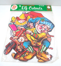 Brand New Vintage Beistle Creation 14” Christmas Elf Cutouts 3 Double Sided USA picture