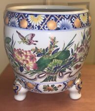 VTG Hand Painted Andrea By Sadek Multicolor Floral Footed Planter Flower Pot picture