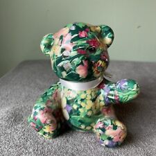 Porcelain Patchwork Joan Baker Designs Floral Bear  Green Yellow Figurine New picture