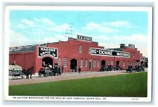 1935 An Auction Warehouse of Leaf Tobacco, South Hill Virginia VA Postcard picture