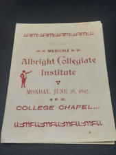 Antique 1897 Albright College Institute Music Program Musical Reading PA Paper picture