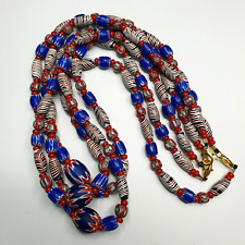 White heart With Venetian Style Chevron, Feather Beads Necklace. picture