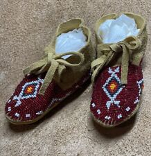 One Awesome Pair Of Beautiful Native American Lakota Sioux Beaded Baby Moccasins picture