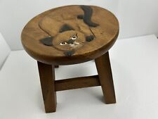 Hand Carved 10 Inch Solid Wood Cat Stool, Unique, One Of A Kind picture