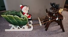 Vintage NAPCO Christmas Waving Santa In Sleigh With Two Prancing Reindeer Great picture