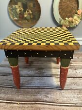 WILLIRAYE STUDIO Checkered Doll Folks Table with Carrot Legs 1997 picture
