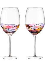 DAQQ Red Wine Glasses Set of 2 Hand Glasses: Pink, Light Blue, Gold  picture